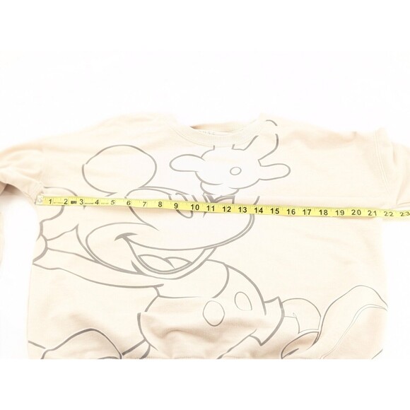 Disney Beige Mickey Mouse Super Soft Graphic Pullover Sweatshirt Size Small - Picture 3 of 4